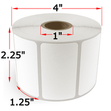 Load image into Gallery viewer, 2.25" X 1.25" Direct Thermal Labels, 24 Rolls, 27000 Labels, 1" Core, 4" OD