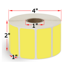 Load image into Gallery viewer, 2" X 1" Yellow Direct Thermal Labels, 12 Rolls, 16260 Labels, 1" Core, 4" OD