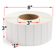 Load image into Gallery viewer, 3" X 1" Thermal Transfer Labels, 6 Rolls, 30000 Labels, 3" Core, 8" OD, Ribbon Required