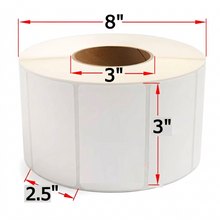 Load image into Gallery viewer, 3" X 2.5" Direct Thermal Labels, 6 Rolls, 14,400 Labels, 3" Core, 8" OD