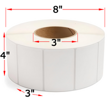 Load image into Gallery viewer, 4" X 3" Thermal Transfer Labels, 4 Rolls, 7800 Labels, 3" Core, 8" OD, Ribbon Required