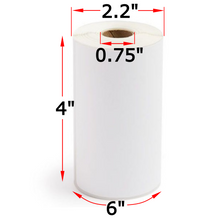 Load image into Gallery viewer, 4" X 6" Direct Thermal Labels, 36 Rolls, 2700 Labels, 0.75" Core, 2.2" OD