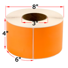 Load image into Gallery viewer, 4" X 6" Orange Thermal Transfer Labels, 4 Rolls, 4000 Labels, 3" Core, 8" OD, Ribbon Required