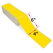 Load image into Gallery viewer, 4" X 6" Yellow Thermal Transfer FanFold Labels, 2 Stacks, 4000 Labels, Ribbon Required