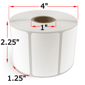 2.25" X 1.25" Direct Thermal Labels, 24 Rolls, 27000 Labels, 1" Core, 4" OD