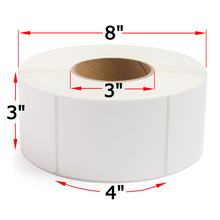 Load image into Gallery viewer, 3&quot; X 4&quot; Thermal Transfer Labels, 4 Rolls, 5900 Labels, 3&quot; Core, 8&quot; OD, Ribbon Required
