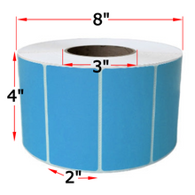 Load image into Gallery viewer, 4&quot; X 2&quot; Blue Thermal Transfer Labels, 4 Rolls, 11500 Labels, 3&quot; Core, 8&quot; OD, Ribbon Required
