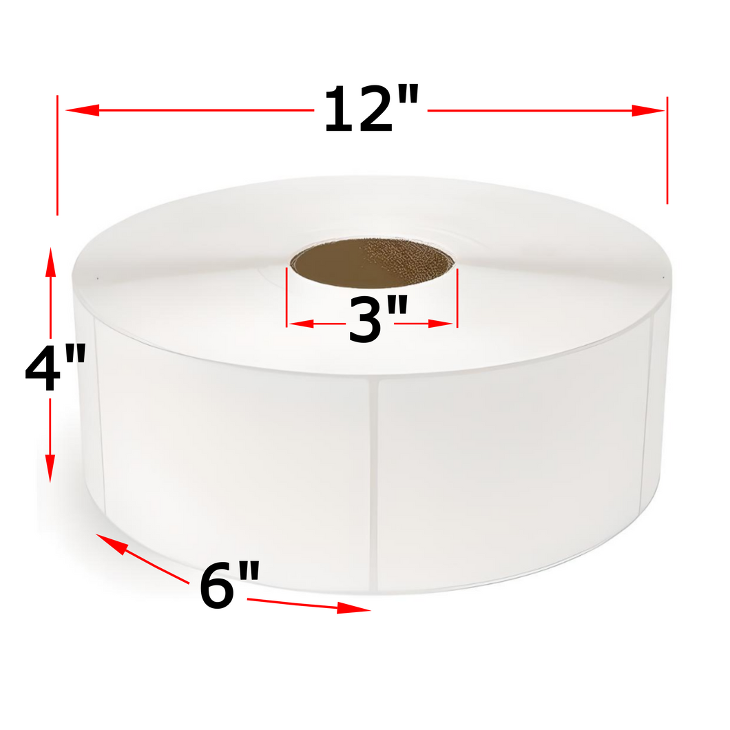 4 x 6 Extra large thermal label rolls for automatic label applicator machine