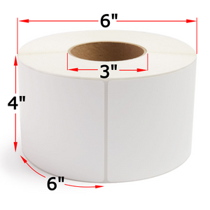 4" X 6" Inkjet Polypropylene Labels, 4 Rolls, 1720 Labels, 3" Core, 6" OD, Gloss, Non-Perf