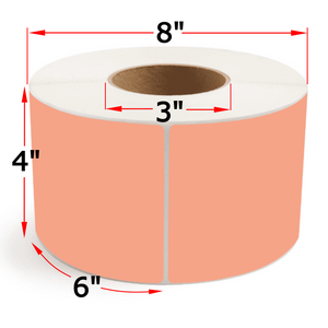 4" X 6" Fluorescent Orange Thermal Transfer Labels, 4 Rolls, 4000 Labels, 3" Core, 8" OD, Ribbon Required