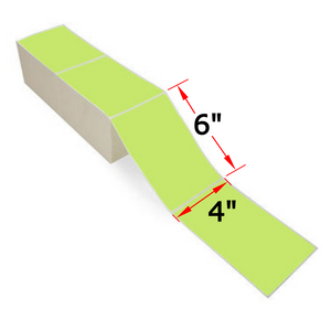 4" X 6" Green Thermal Transfer FanFold Labels, 2 Stacks, 4000 Labels, Ribbon Required
