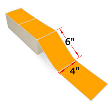 Load image into Gallery viewer, 4&quot; X 6&quot; Orange Thermal Transfer FanFold Labels, 2 Stacks, 4000 Labels, Ribbon Required
