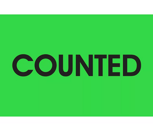 3" x 2" Fluorescent Green "Counted" - Inventory Label