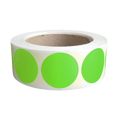Blank Inventory Circle Labels - Fluorescent Green, 1 1⁄2