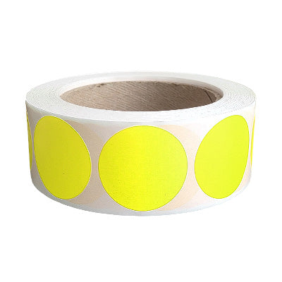 Blank Inventory Circle Labels - Fluorescent Yellow, 1 1⁄2