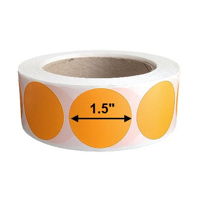 Blank Inventory Circle Labels - Fluorescent Orange, 1 1⁄2